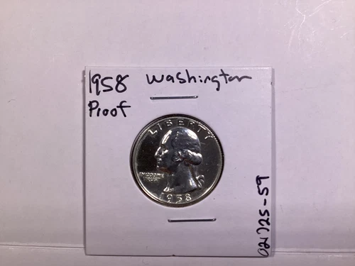 1958 Washington 90% Silver Proof Quarter taken from US Proof Set 021725 59c