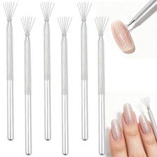 6 Pack Nail Art Liner Brushes Set Nail Art Fan Brush for Gel Nail Polish