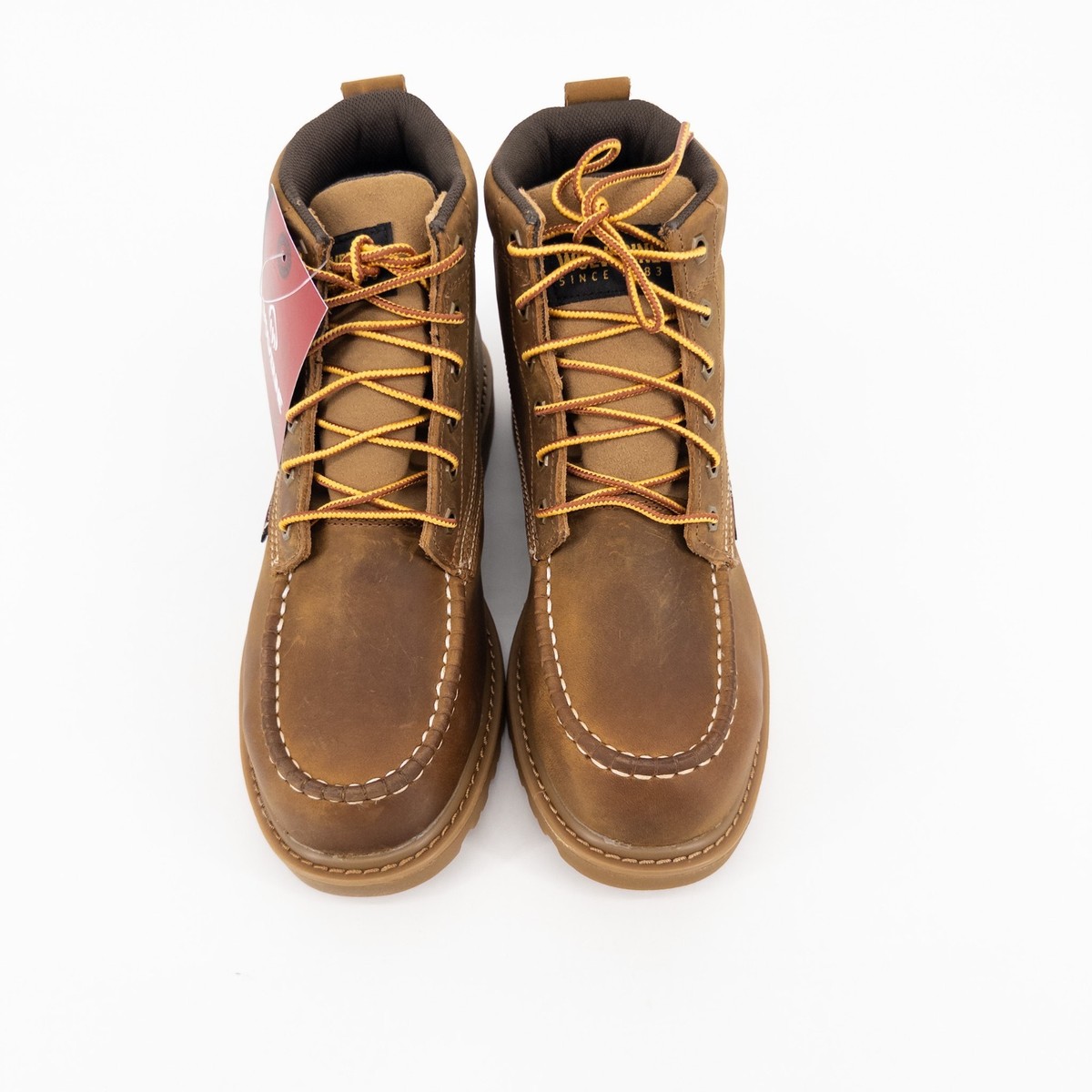 Wolverine 11M Leather Boots Nice Patina USA Size 11M Stock NO: W221049 Steel Toe Wolverine Floorhand Moc Toe 6 Steel Toe Boot - Tan – Steel Toes main image 3