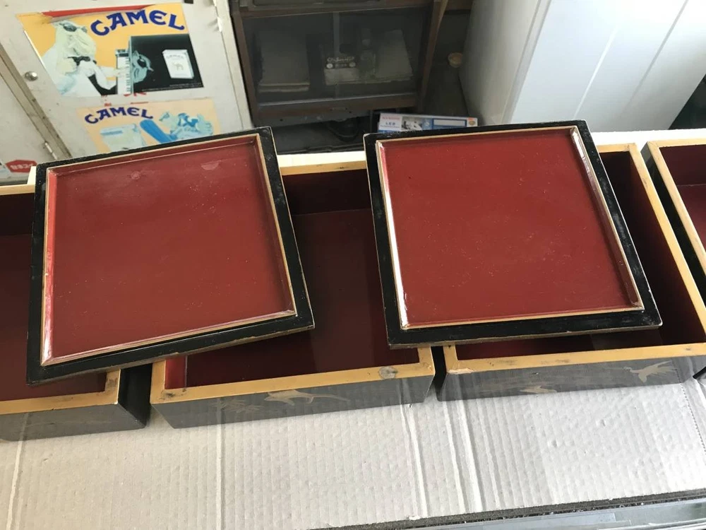 Jubako Bento Box Japanese Old heavy lacquered 5 tiers