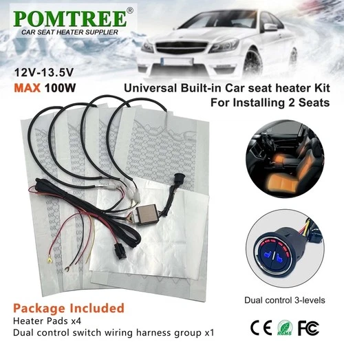 12V Universal Carbon Fiber Car Heated Seat Heater Kit with 3 Level Round Switch - Picture 1 of 9