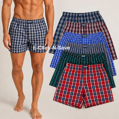 3 6 12 Boxers Men Knocker Boxer Trunk Plaid Checker Shorts Underwear Lot