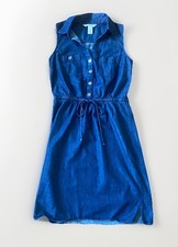 White House | Black Market Women's Sleeveless Collared Blue Denim Dress Size 2