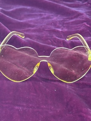 Bumble Yellow Heart Cool Glasses NWOT not sun glasses or block sun rays Lot 2 Yellow Heart Shaped Glasses! Cute & Fun Special Events  main image 2