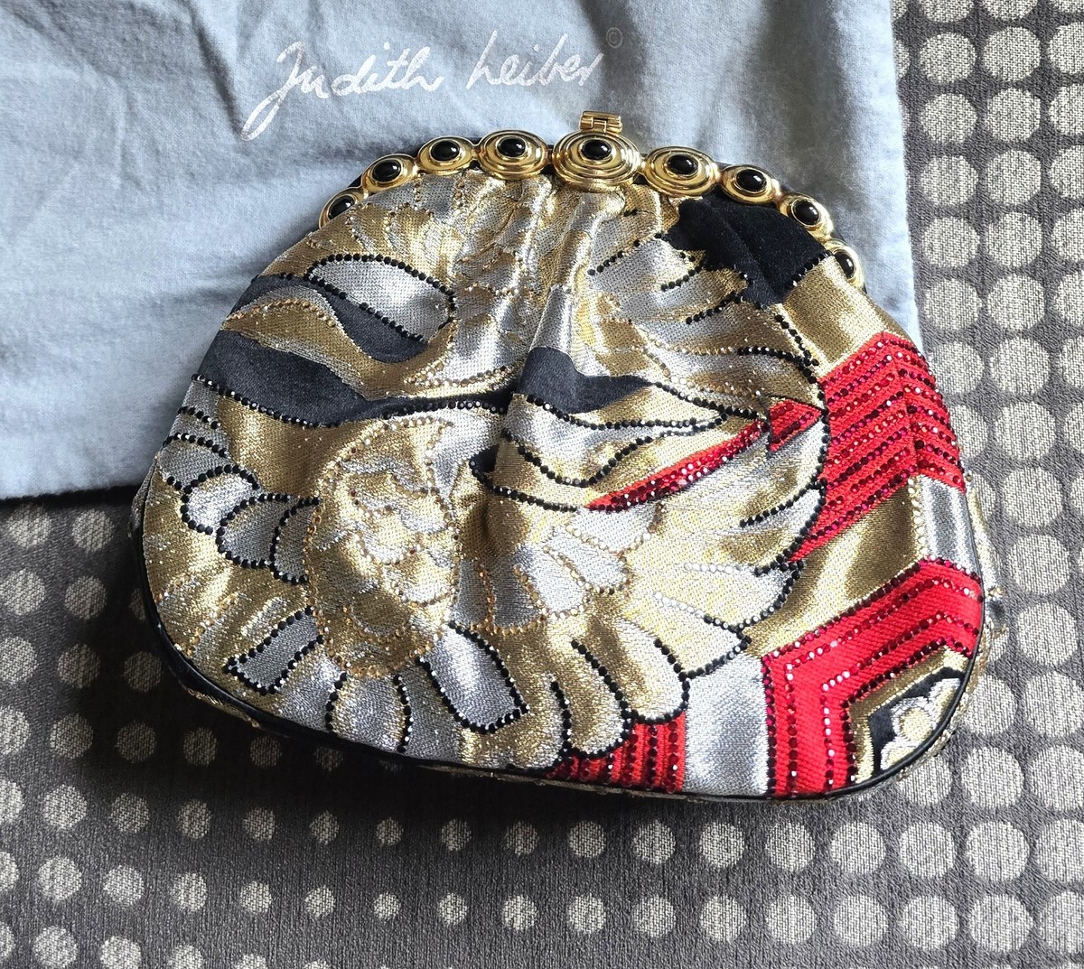 VTG Judith Leiber Embroidered Needlepoint Floral Clutch Shoulder Bag w/ Access. View 2