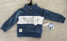 NWT  Bluey Blue Pull Over Zip Neck Sweatshirt Girls Size 3T
