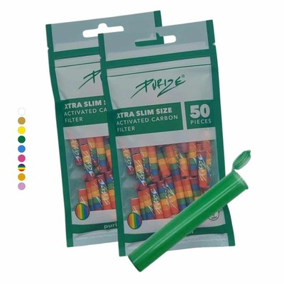100x PURIZE  XTRA Slim Size Aktivkohlefilter Ø 6mm 2 Keramikkappe + J Tube