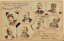 Victorian Trade Card "C.G. Conn Music Band Instruments" Elkhart Indiana