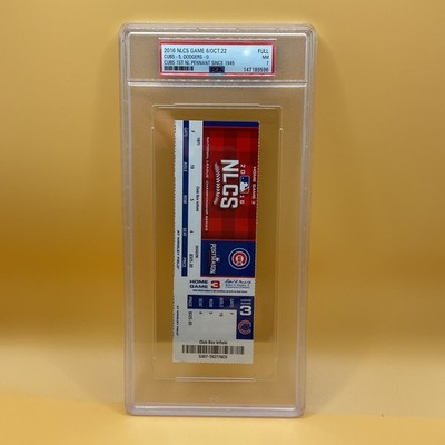2016 NLCS Game 6 FULL Ticket Chicago Cubs Pennant Vs Dodgers PSA 7 FIRST ROW DUG
