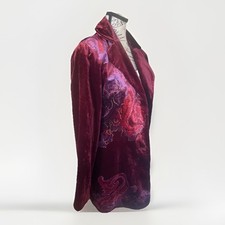 Women Size 8 Velvet Blazer Embroidered Floral Design Jacket Coldwater Creek