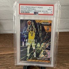 DAVION MITCHELL RC 2021 Prizm Draft Picks Instant Impact Orange Wave 73/75 PSA 9
