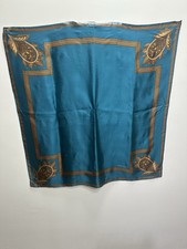 Ellen Tracy 100 Silk Square Scarf With Floral Pattern and Gold Lines