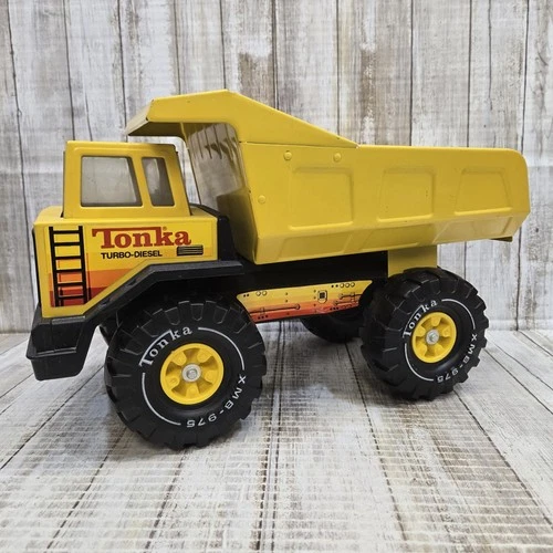 Tonka Dump Truck Turbo Diesel XMB-975 Pressed Steel Yellow VTG Rare HTF