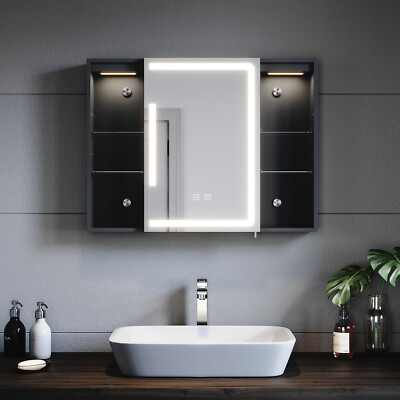 LED Spiegelschrank 80x60 Beschlagfrei Steckdose Badezimmerspiegel Hängespiegel