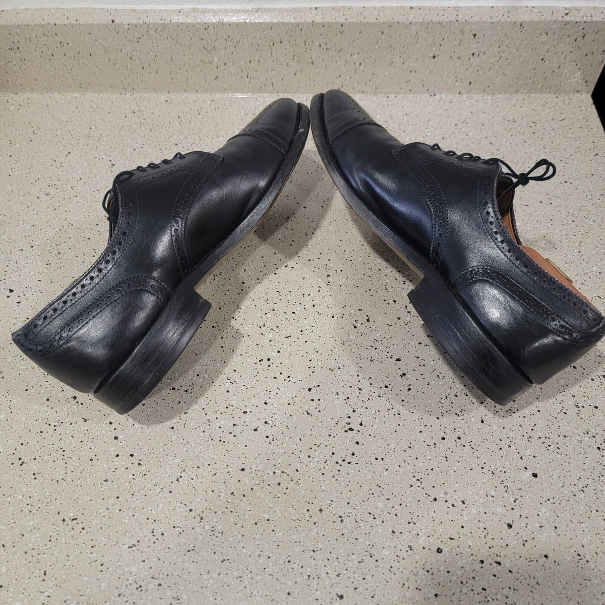 Allen Edmonds Leather Cap Toe Derby Lace Up Dress Shoe 910 C Sanford Mens Black Black Oxford Shoes | Allen Edmonds main image 4