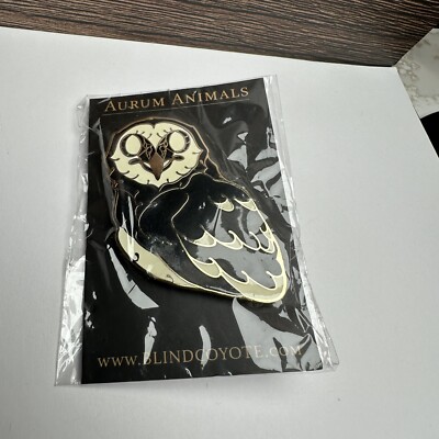 Owl Bird Enamel Gold Tone Brooch Pin NWT Aurum Animals By Blind Coyote