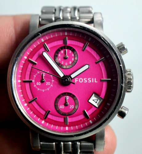Vintage FOSSIL Original Boyfriend Silver Chronograph Quartz Women Watch ES3572 - Picture 2 of 8