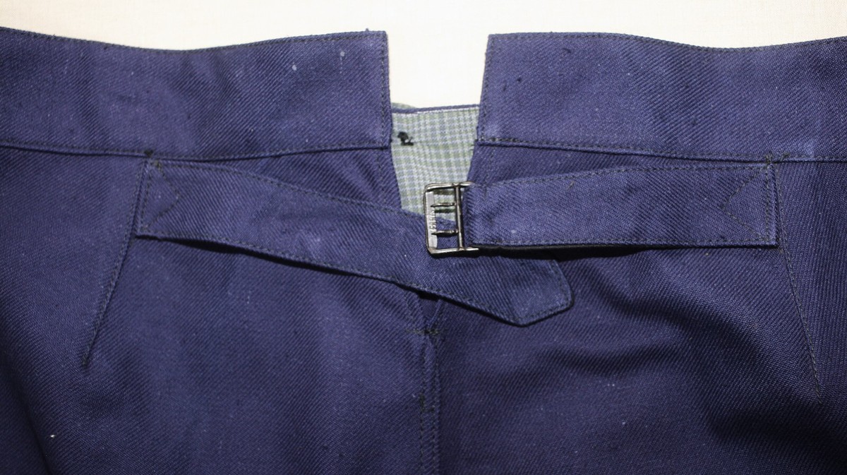 New 1940s Indigo Cotton Twill Buckle Back Work Chore Pants