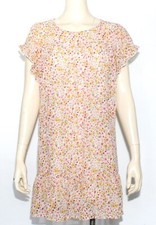 Anthropologie Umgee Floral Ruffle Pleated Dress Lined Pockets Cap Sleeve Size M