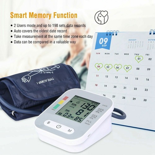 Automatic Arm Blood Pressure Monitor Digital BP Cuff Pulse Heart Rate Machine - Picture 2 of 23