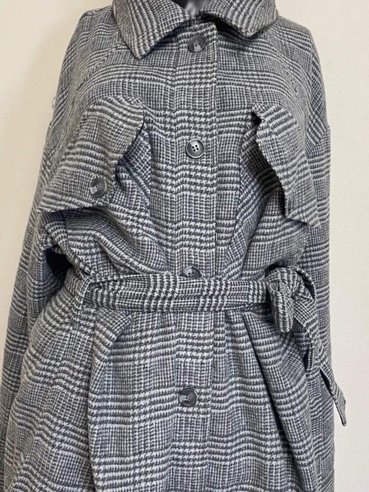 CoffeeShop женщин серый клетку карманы модный подпоясанный рубашка куртка плюс размер 3 X новый с Ярлыками - Изображение 2 из 4