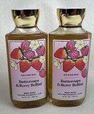 2 Bath  Body Works Buttercups  Berry Bellini Pro-Vitamin B5 Aloe Body Washes