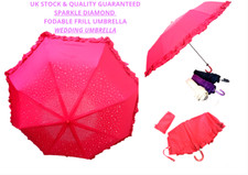 HIGH QUALITY SPARKLE BLING  DIAMOND SMALL FRILL SHORT UMBRELLA WEDDING GIFT