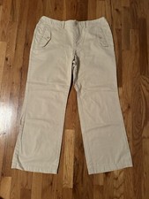 Ralph Lauren Pants Womens Tan Beige Khaki Cotton Pockets Vintage 14 Petite