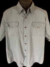 Wrangler Premium Quality Work Shirt Men's XL Blue Button Up Pockets Short Sleeve
