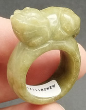 Certyfikowany naturalny jadeit typu A rzeźbiony smok pi xiu pierścień wewnętrzny 19,00 mm