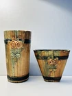Weller Pottery “ Woodrose” Brown Vase and Wall Pocket With Rose Design In 1910
