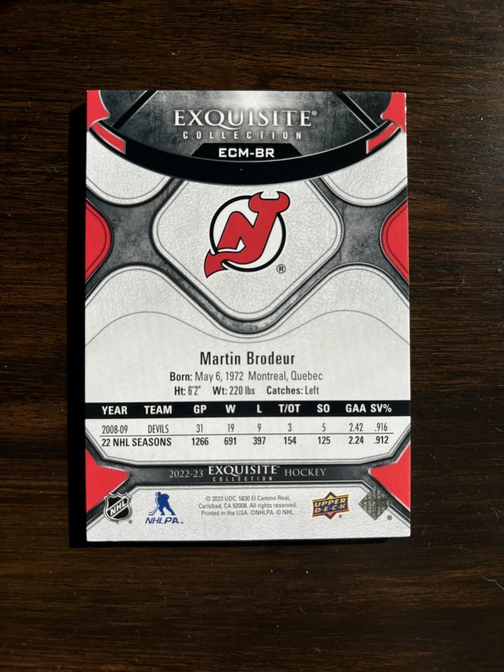 2023-24 UD Exquisite Collection Exquisite Moments Martin Brodeur /299 #ECM-BR - Image 2 of 2