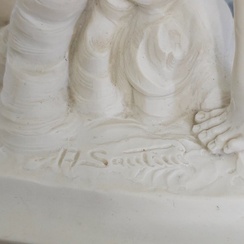 A. Santini Alabaster Sculpture of Nude Couple Kissing The Lovers 14in - Picture 4 of 23