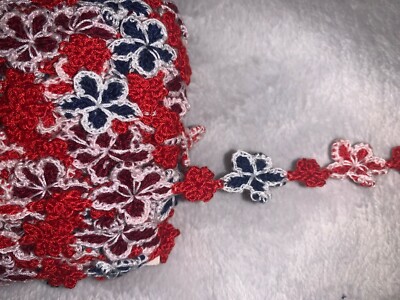 5 yards red navy magenta white daisy Crochet sewing Trim 3/4'' wide