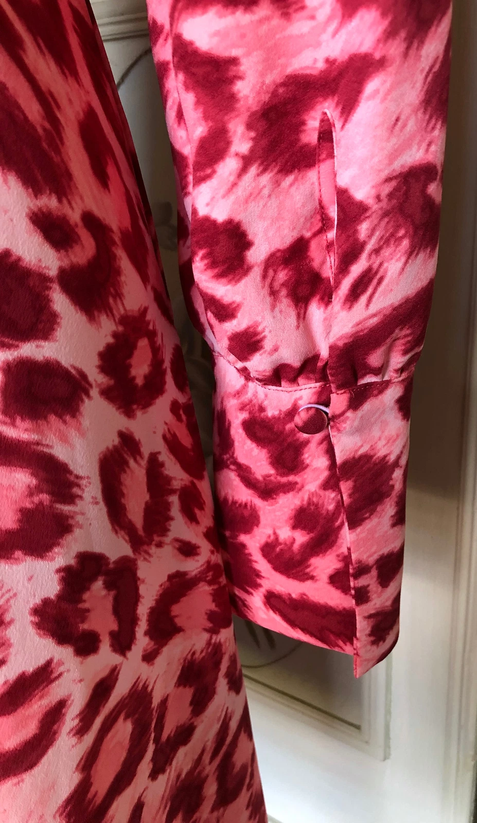 CAMICIA KATE SPADE PANTHERA ABITO ROSA BRILLANTE ROSSO LEOPARDO STAMPA MANICA POET 0 OTTIME CONDIZIONI