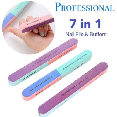 6PCS Nagelfeilen Nagel 7 Seiten Nagelfeile Schleifen Polierbürste Nail Buffer