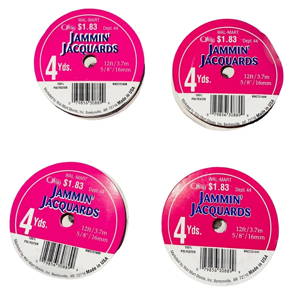 New Jammin Jacquards Ladybug Ribbon Lot 12 Spools 4 Yards 5/8" Red Blue Summer - Image 3 of 4