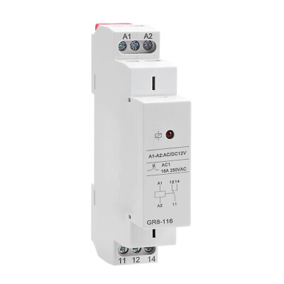 Intermediate Relay Auxiliary Relay 16A 1SPDT RELAYS Din Rail GR8-116 AC/DC12V