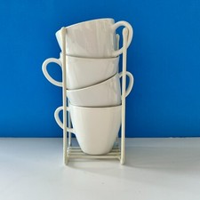 set of 5 vintage white cup and saucer set Centura by corning
