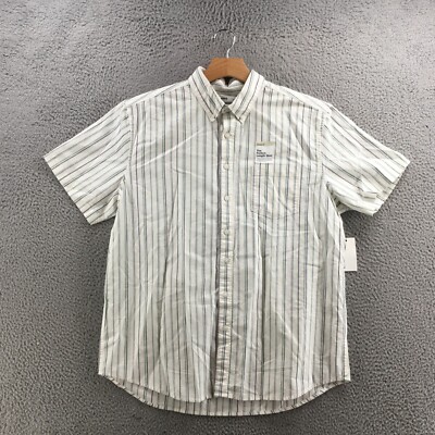 Sonoma Short Sleeve Button Up Shirt Womens XL White Striped Cotton Blend NEW