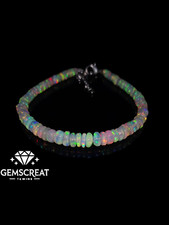 925 Sterling Silver Natural Ethiopian Opal Gemstone Beads 7.5" Opal Bracelet