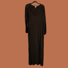 ASOS Black Maxi V-Neckline Long Sleeve Thigh Slit Dress Size 16
