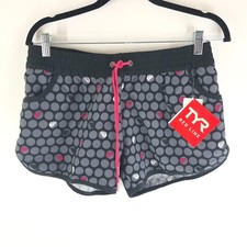 TYR Red Line Womens Printed Boardshort Pockets Polka Dot Black Gray M