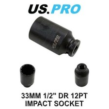 US PRO Tools 33mm 1/2" DR VW Golf Front Axle 12pt Impact Hub Nut Socket 3431