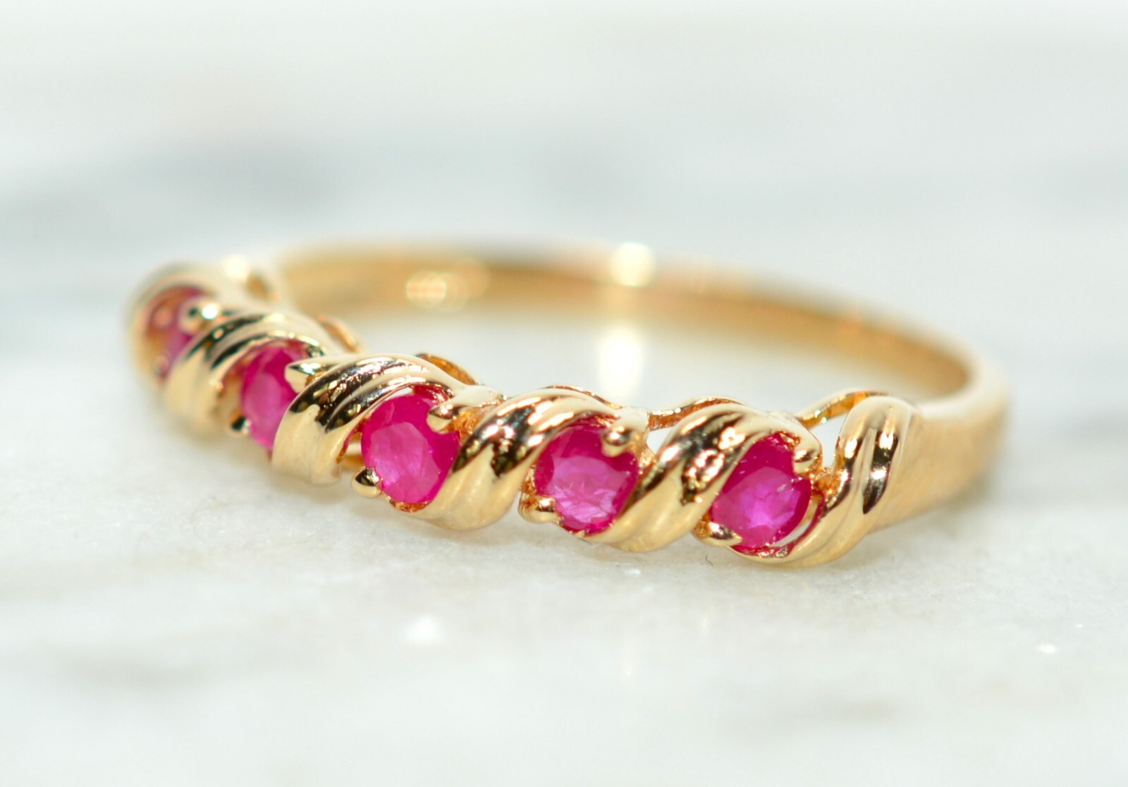 Natural Ruby Ring 14K Solid Gold .35tcw Ruby Band… - image 8