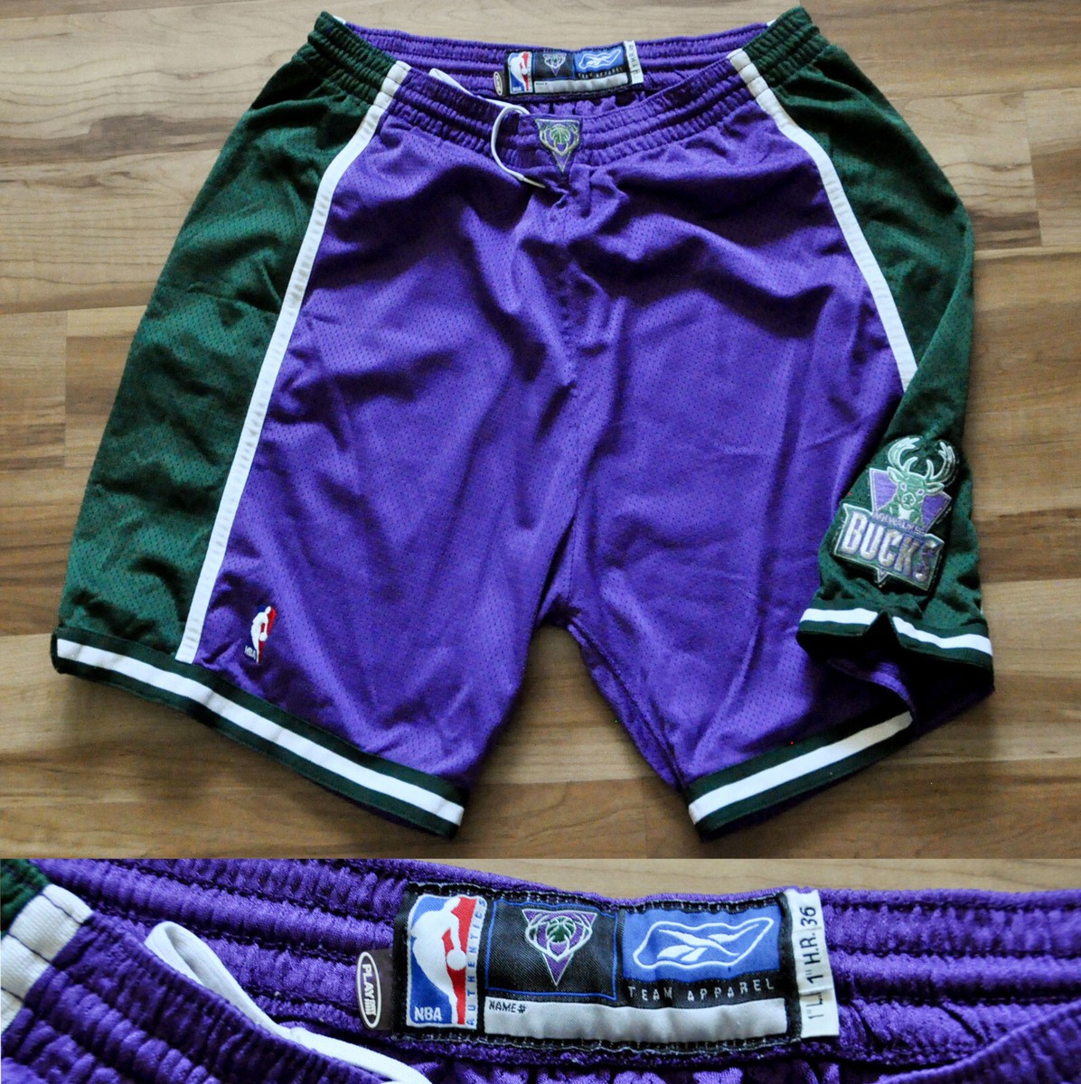 Milwaukee Bucks Reebok Shorts Team Issue Game Purple Sewn NBA Men
