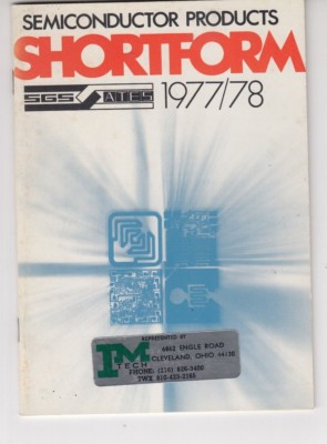 Semiconductor Products Shortform SGS Ates 1978 / 78 , IC Chips Booklet /f4