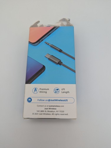 Just Wireless 6ft USB-C to 3.5mm to Audio Cable, Apple & Android Gray - Open Box - Photo 2 sur 3