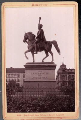 1892 DENKMAL DES KONIGS ERNST AUGUST HANNOVER GERMANY 6 1/2''X4 1/4 CABINET PHOTO