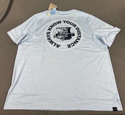 Puma Golf Shirt Tee T-Shirt Cloudspun Distance Knowledge Print XXL Blue MSRP $45